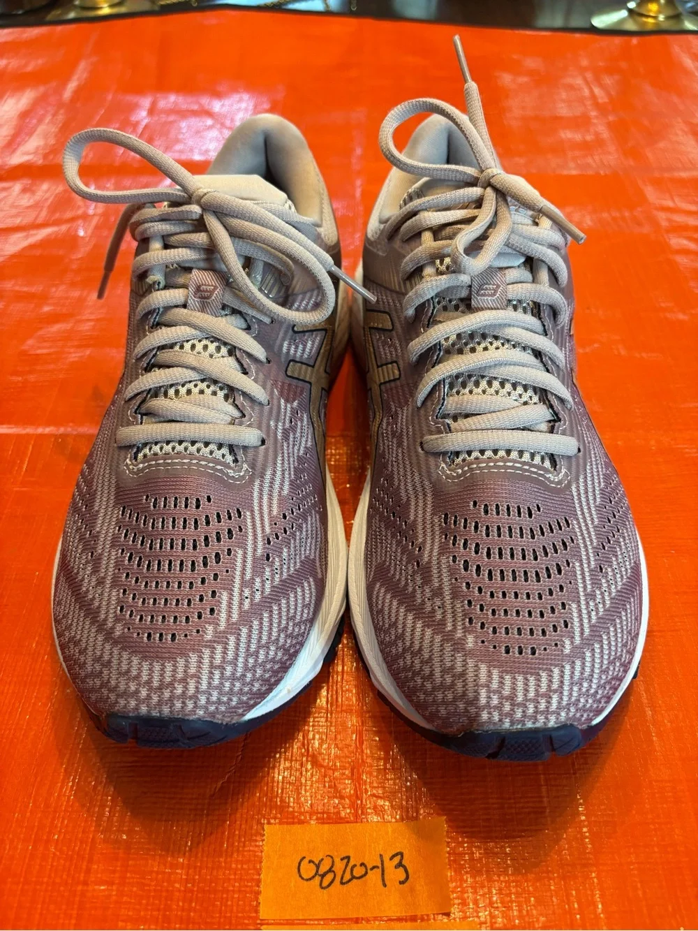 Asics Women's Light Gray and Mauve Knit Lace-Up Sneakers
